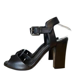 Giuseppe Zanotti Black Leather Ankle Strap Open Toe Block Heel Sandals EU 38